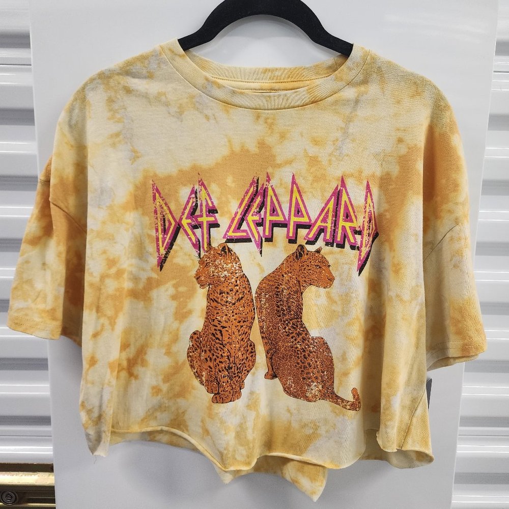 Custom Bleach Dye Def Leppard Crop Top